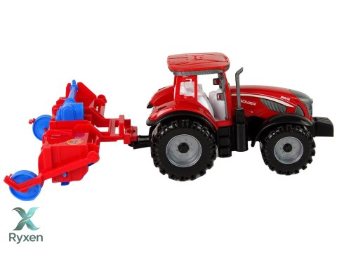 Czerwony Ciągnik z Pługiem Napęd Frykcyjny LEAN TOYS