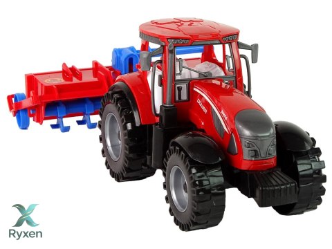 Czerwony Ciągnik z Pługiem Napęd Frykcyjny LEAN TOYS