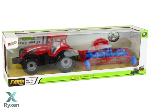 Czerwony Ciągnik z Pługiem Napęd Frykcyjny LEAN TOYS