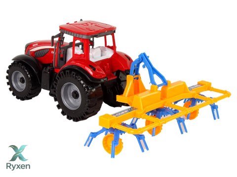 Czerwony Ciągnik ze Zgrabiarką Napęd Frykcyjny LEAN TOYS
