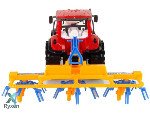 Czerwony Ciągnik ze Zgrabiarką Napęd Frykcyjny LEAN TOYS