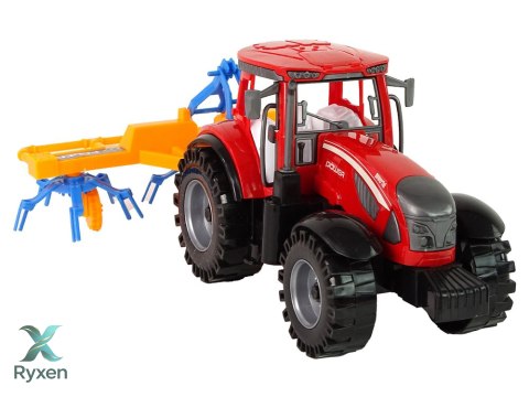 Czerwony Ciągnik ze Zgrabiarką Napęd Frykcyjny LEAN TOYS