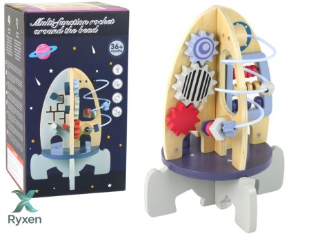 Drewniana Rakieta Edukacyjna Koraliki Koła Zębate LEAN TOYS