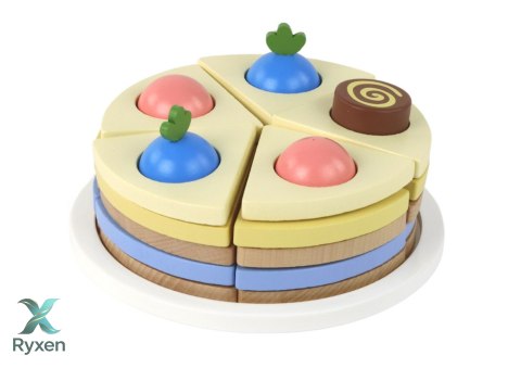 Drewniane Ciasto Tort Kawałki 8 ele. LEAN TOYS