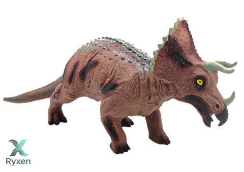 Duża Figurka Dinozaur Triceratops Dźwięk 36 cm Brązowy LEAN TOYS