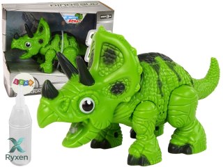 Interaktywny Dinozaur Triceratops Para Wodna Dźwięk Zielony LEAN TOYS
