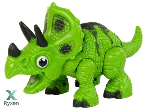 Interaktywny Dinozaur Triceratops Para Wodna Dźwięk Zielony LEAN TOYS
