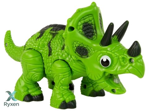 Interaktywny Dinozaur Triceratops Para Wodna Dźwięk Zielony LEAN TOYS