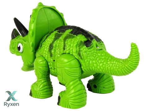 Interaktywny Dinozaur Triceratops Para Wodna Dźwięk Zielony LEAN TOYS