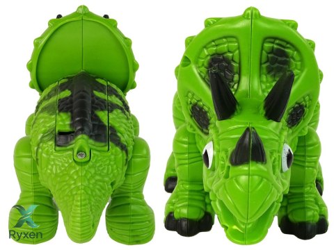 Interaktywny Dinozaur Triceratops Para Wodna Dźwięk Zielony LEAN TOYS