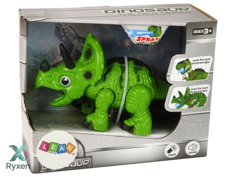 Interaktywny Dinozaur Triceratops Para Wodna Dźwięk Zielony LEAN TOYS