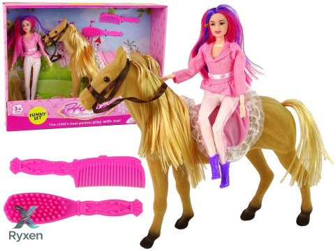 Lalka Jeździec z Brązowym Kucykiem Figurki LEAN TOYS