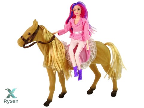 Lalka Jeździec z Brązowym Kucykiem Figurki LEAN TOYS
