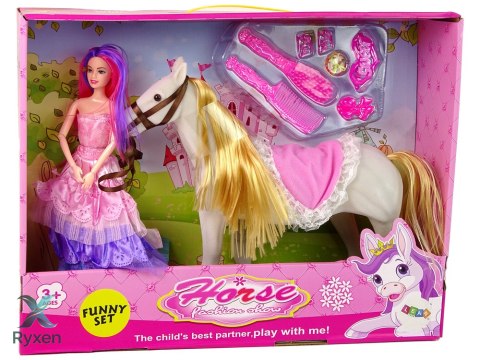 Lalka Księżniczka z Białym Kucykiem Figurki Akcesoria LEAN TOYS