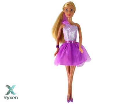 Lalka Lucy Sukienka Fioletowa Brokat Zestaw Buty LEAN TOYS