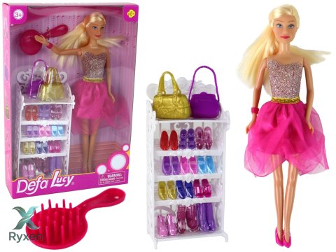 Lalka Lucy Sukienka Różowa Brokatowa Zestaw Buty LEAN TOYS