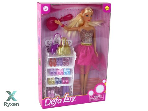 Lalka Lucy Sukienka Różowa Brokatowa Zestaw Buty LEAN TOYS