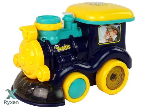 Lokomotywa na Bańki Mydlane Jeździ Światło Dźwięki Niebieska LEAN TOYS