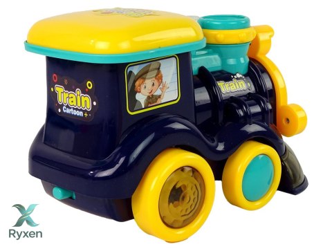 Lokomotywa na Bańki Mydlane Jeździ Światło Dźwięki Niebieska LEAN TOYS