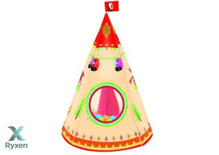 Namiot Tipi Dla Dzieci Styl Indiański Ogród Kremowy 160 cm x 105 cm LEAN TOYS