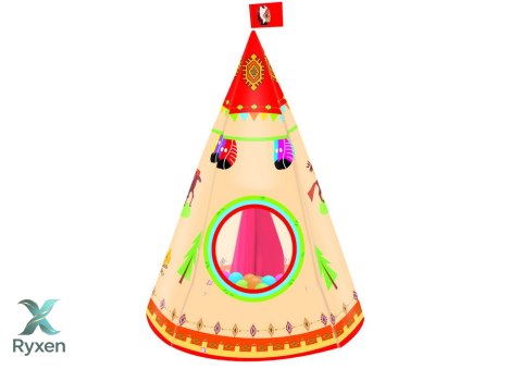 Namiot Tipi Dla Dzieci Styl Indiański Ogród Kremowy 160 cm x 105 cm LEAN TOYS