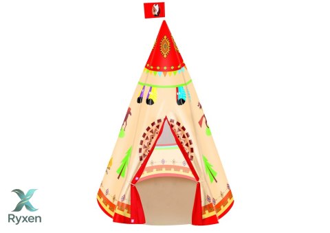 Namiot Tipi Dla Dzieci Styl Indiański Ogród Kremowy 160 cm x 105 cm LEAN TOYS