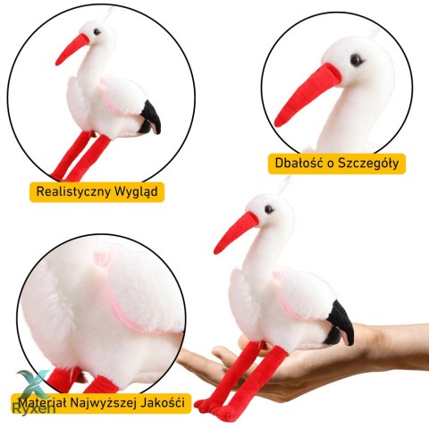 Pluszowy Bocian Ptak Pluszak Maskotka Przytulanka 37cm LEAN TOYS