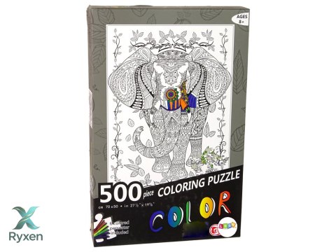 Puzzle Do Kolorowania 500 Elementów Słoń LEAN TOYS