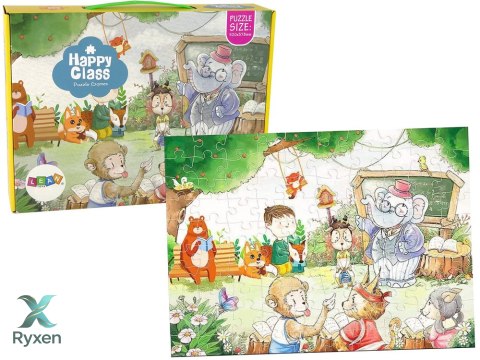 Puzzle Szkoła Dla Zwierząt 100 Elementów LEAN TOYS