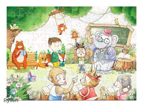 Puzzle Szkoła Dla Zwierząt 100 Elementów LEAN TOYS