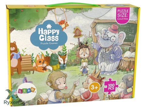 Puzzle Szkoła Dla Zwierząt 100 Elementów LEAN TOYS