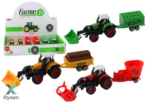 Traktor Z Przyczepą Koparka Spychacz Maszyna Żółty Zielony Czerwony LEAN TOYS