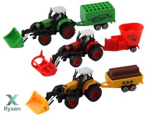 Traktor Z Przyczepą Koparka Spychacz Maszyna Żółty Zielony Czerwony LEAN TOYS