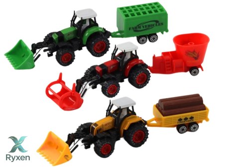 Traktor Z Przyczepą Koparka Spychacz Maszyna Żółty Zielony Czerwony LEAN TOYS