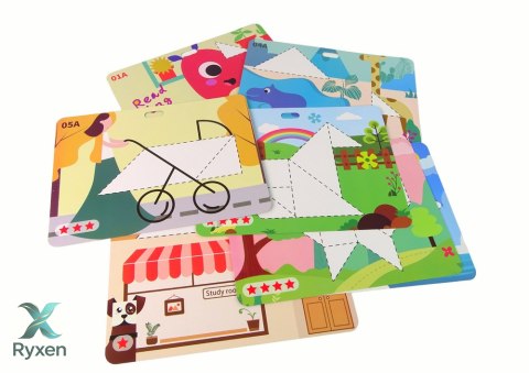 Układanka Tangram 7 Magnetycznych Klocków Puzzle Kolorowe LEAN TOYS