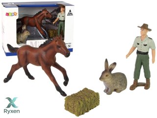 Zestaw Figurek Zwierzęta Koń Zając Rolnik LEAN TOYS