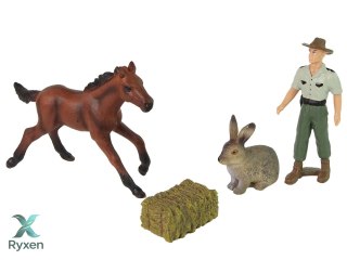 Zestaw Figurek Zwierzęta Koń Zając Rolnik LEAN TOYS