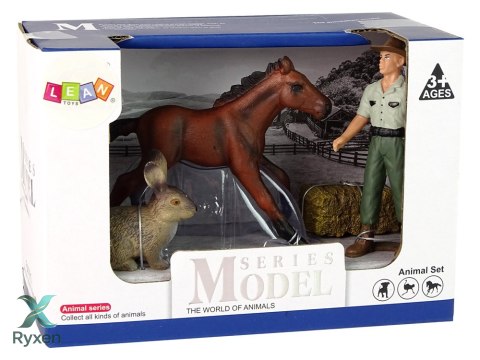 Zestaw Figurek Zwierzęta Koń Zając Rolnik LEAN TOYS