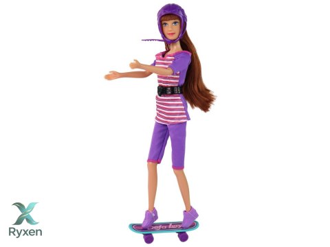 Zestaw Lalek Lucy Purpurowy Hulajnoga Deskorolka Kaski LEAN TOYS