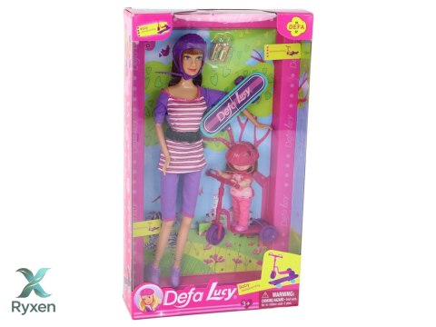 Zestaw Lalek Lucy Purpurowy Hulajnoga Deskorolka Kaski LEAN TOYS
