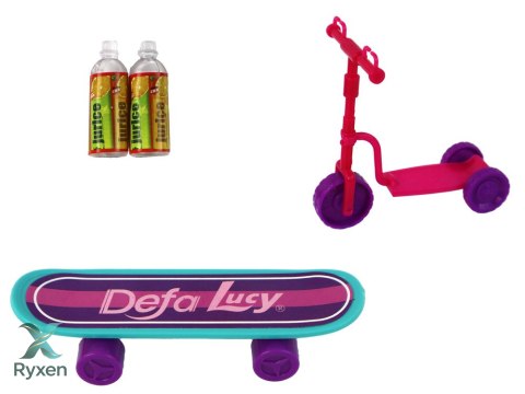 Zestaw Lalek Lucy Purpurowy Hulajnoga Deskorolka Kaski LEAN TOYS