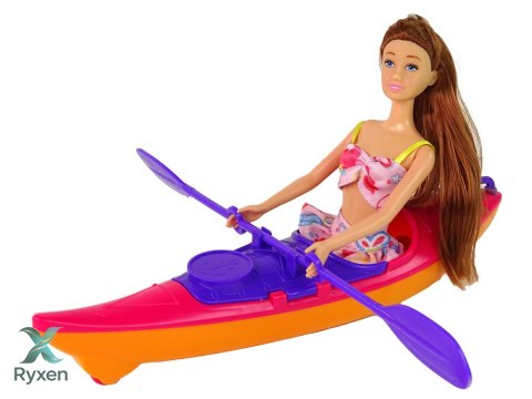 Zestaw Lalka Akcesoria Kajak Różowy LEAN TOYS
