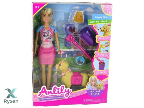 Zestaw Lalki z Pieskiem i Karmą LEAN TOYS