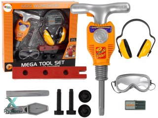 Zestaw Majsterkowicza Narzędzia Młot Pneumatyczny Okulary LEAN TOYS