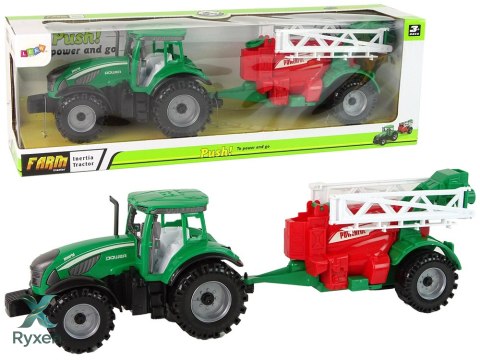 Zielony Ciągnik Rolniczy z Czerwono- Zielonym Opryskiwaczem Napęd Frykcyjny LEAN TOYS
