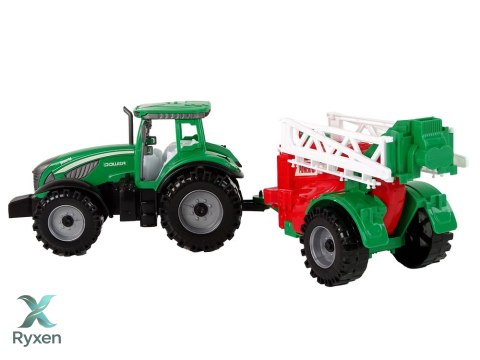 Zielony Ciągnik Rolniczy z Czerwono- Zielonym Opryskiwaczem Napęd Frykcyjny LEAN TOYS