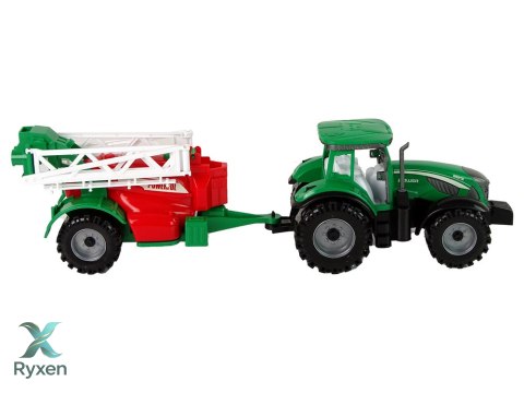 Zielony Ciągnik Rolniczy z Czerwono- Zielonym Opryskiwaczem Napęd Frykcyjny LEAN TOYS