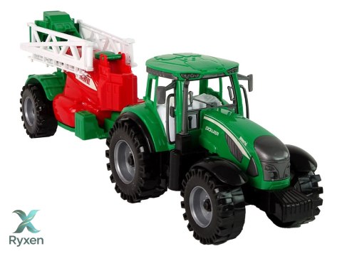Zielony Ciągnik Rolniczy z Czerwono- Zielonym Opryskiwaczem Napęd Frykcyjny LEAN TOYS