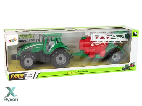 Zielony Ciągnik Rolniczy z Czerwono- Zielonym Opryskiwaczem Napęd Frykcyjny LEAN TOYS