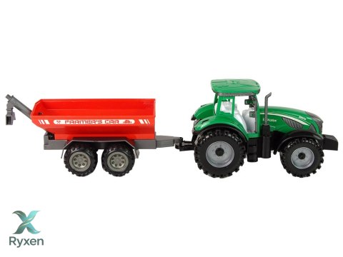 Zielony Traktor z Czerwoną Przyczepką Napęd Frykcyjny LEAN TOYS